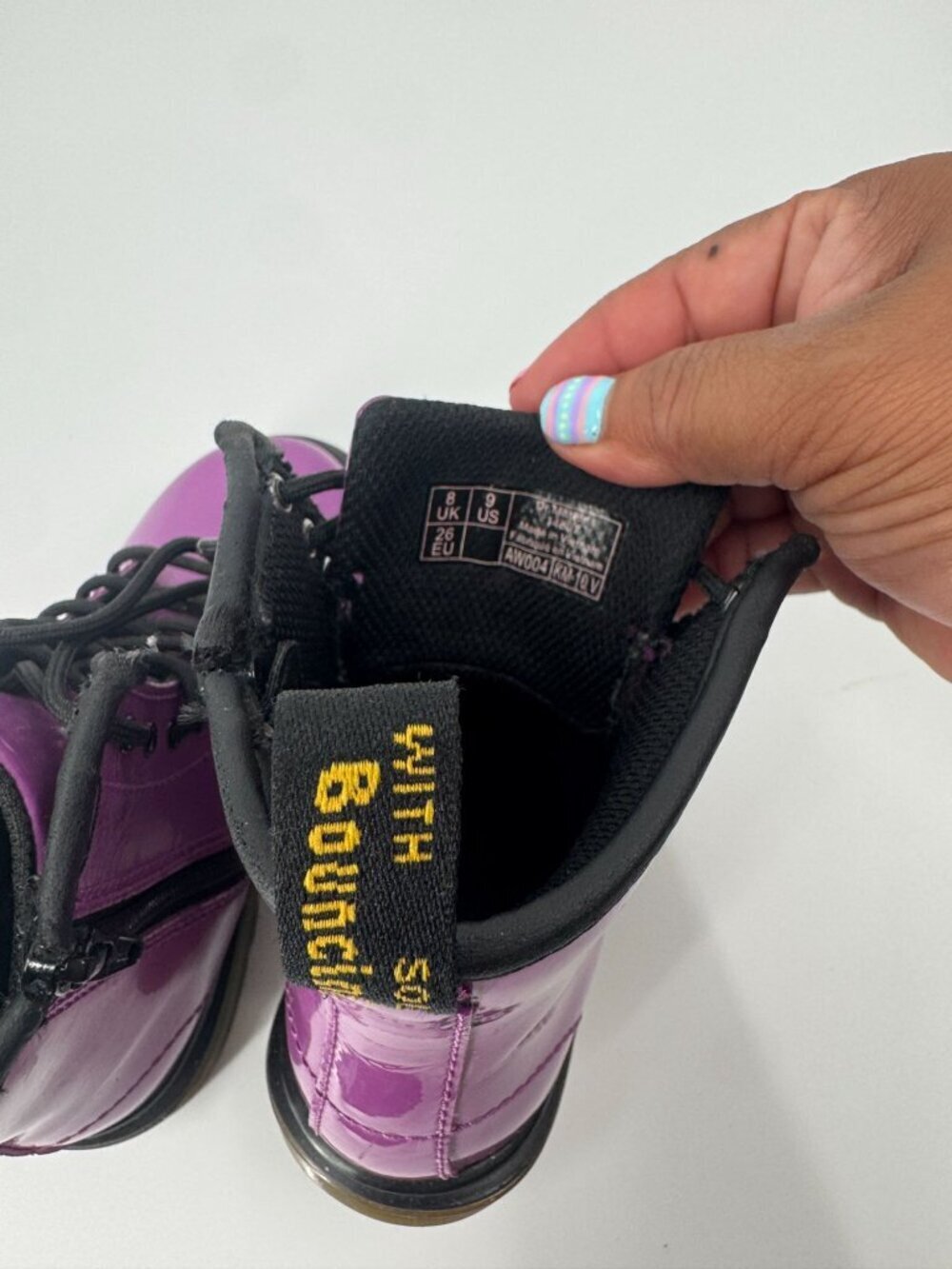 Dr. Martens Purple Patent Leather Kids Lace-Up Boots With Side Zipper Durable So - Picture 8 of 9